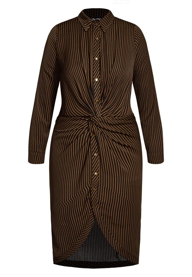 Twisted Stripe Dress - copper, BLACK, alternate image number null