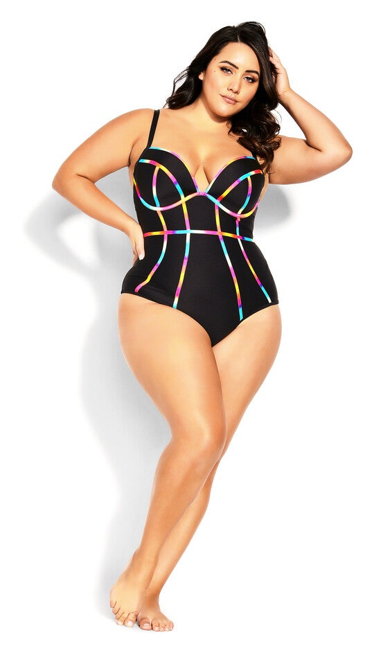 Ombre Underwire 1 Piece - black, BLACK, hi-res image number 0