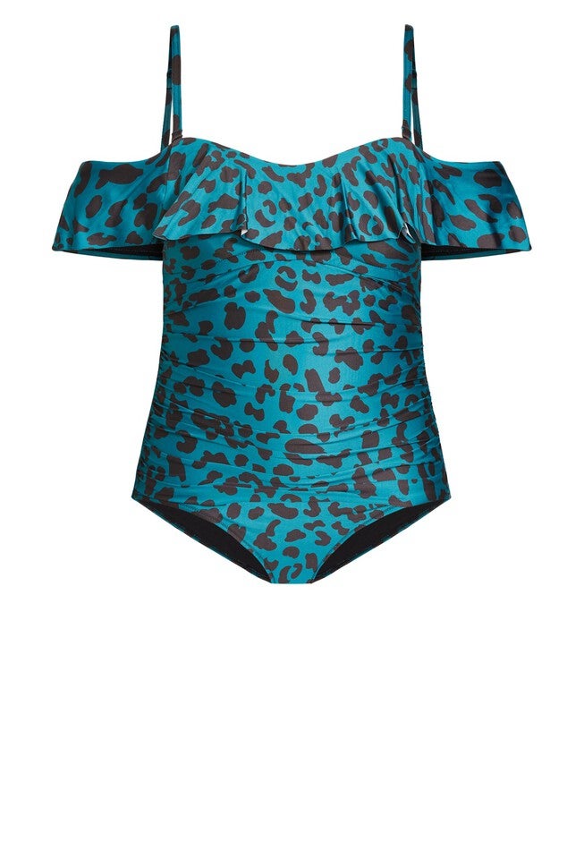 Ingrid Ruffle Print 1 Piece - jade, GREEN, alternate image number null