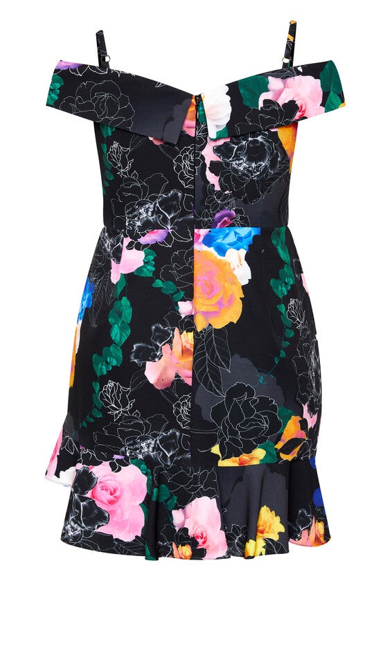 Raquel Print Dress - black, BLK BRIGHT ROMANCE, alternate image number 5