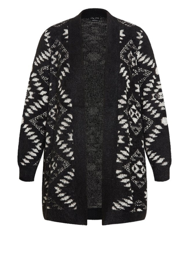 Aztec Jacquard Cardigan - black, BLACK, alternate image number null