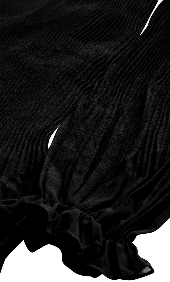 Pleat Ruffle Dress - black, BLACK, alternate image number null