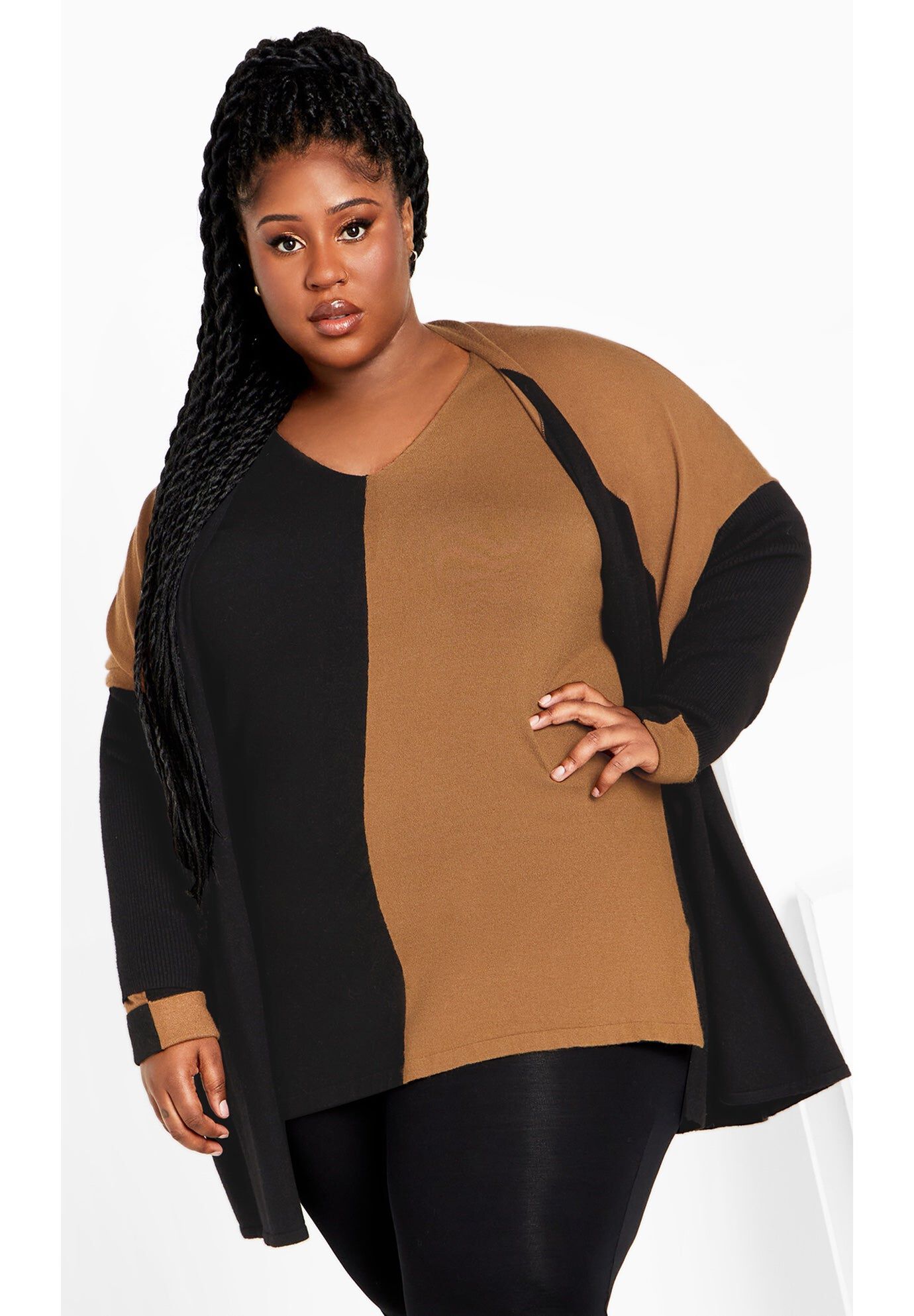 Splice It Sweater, BLACK TOFFEE, hi-res image number 0