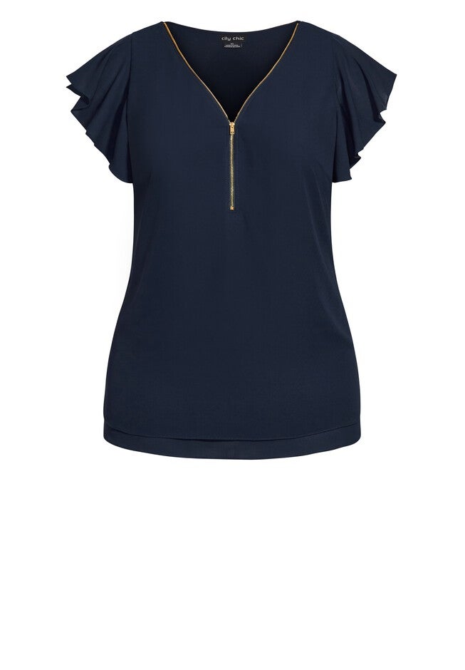 Zip Fling Top - navy, BLUE, alternate image number 2