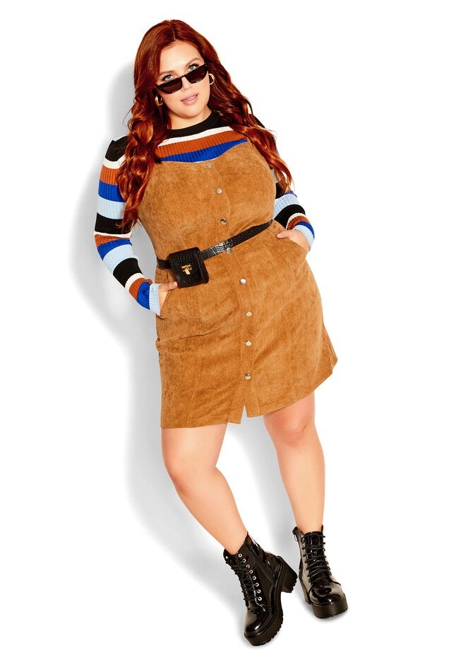Sweet Corduroy Dress - caramel, BROWN, alternate image number null