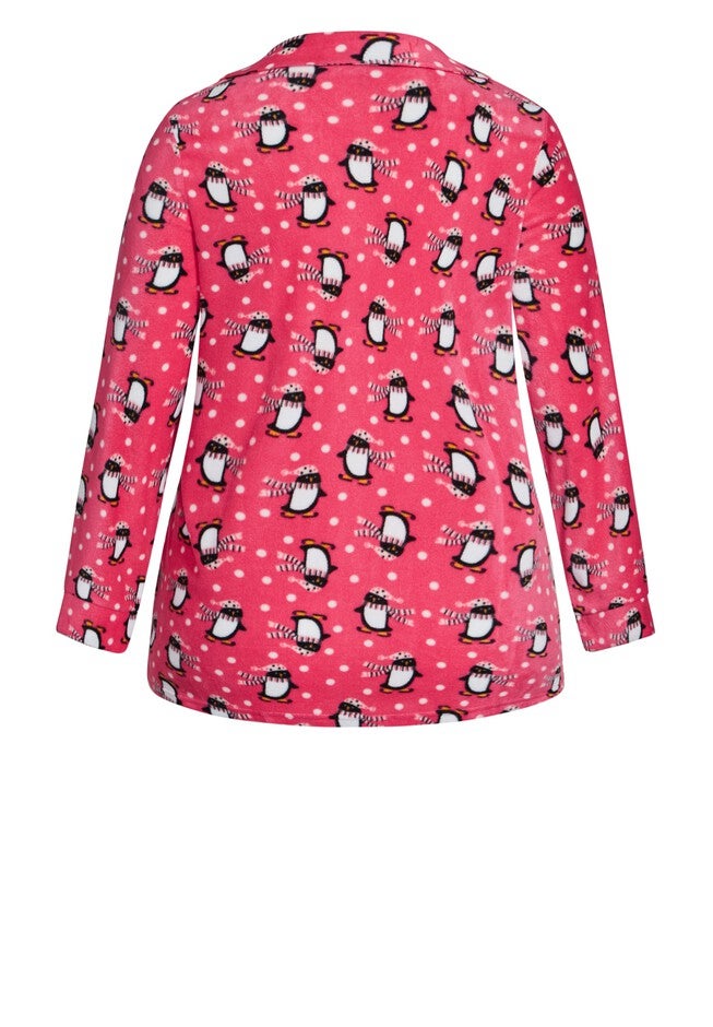 Penguin Button Fleece Sleep Top, PENGUIN PRINT, alternate image number null