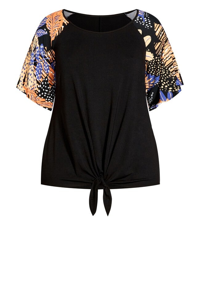 Gretta Tie Front Top, SKYLIGHT PALM, alternate image number null