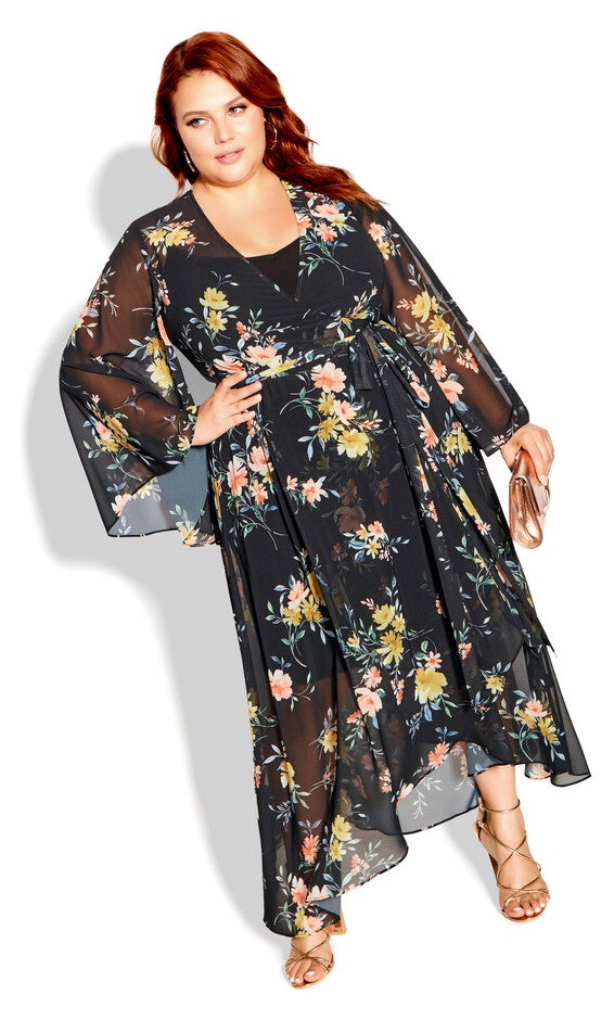 Fleetwood Print Maxi Dress - black, BLACK, hi-res image number 0