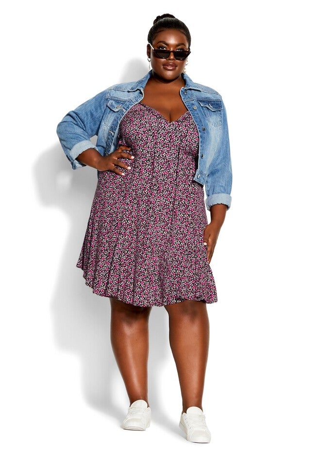 Foolish Ditsy Dress - black, BLACK, on-hover image number null