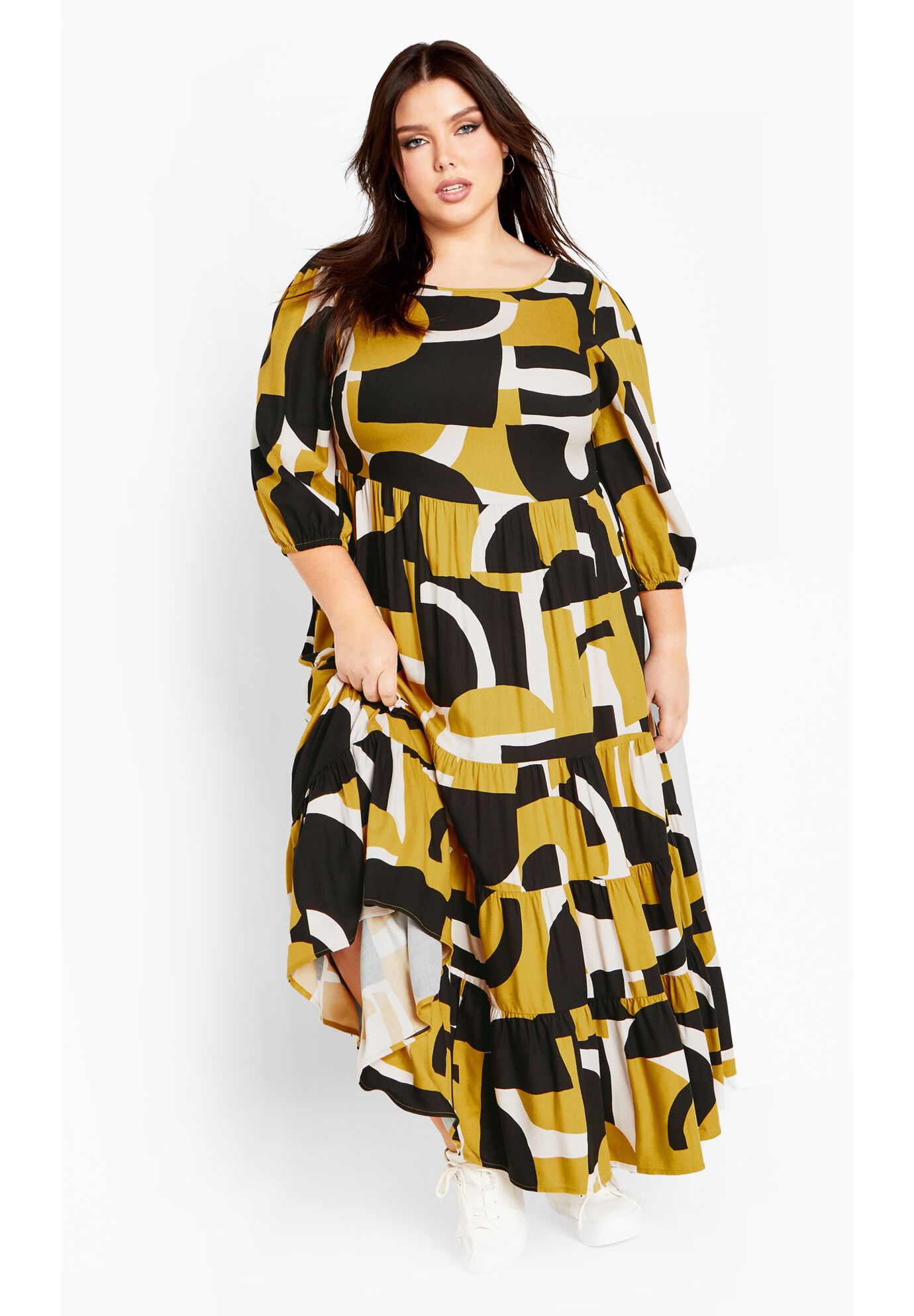 Gia Dress, MUSTARD PRINT, alternate image number 2