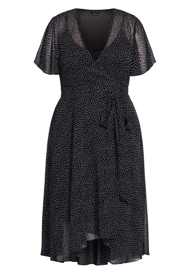 Spotty Wrap Dress - black, BLACK, alternate image number 2