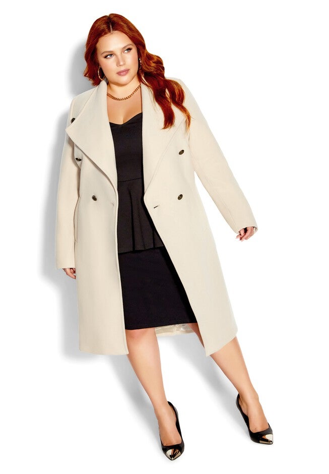 Sassy Military Coat - buff, BEIGE, on-hover image number 1