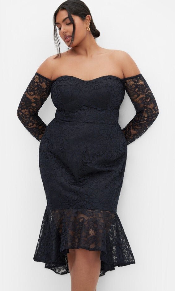 Athena Lace Dress - navy, NAVY, hi-res image number 0