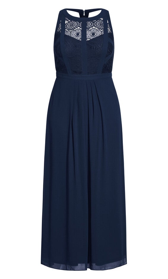 Paneled Bodice Maxi Dress - navy, BLUE, alternate image number 6