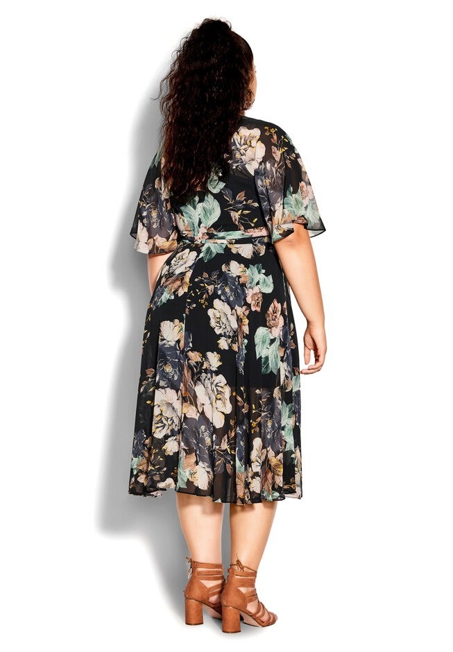 Epic Fleur Midi Dress - black floral, BLACK, on-hover image number 1