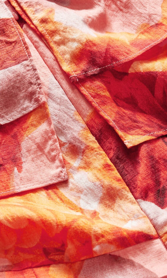Poppie Print Jumpsuit - peach, BLACK, alternate image number null