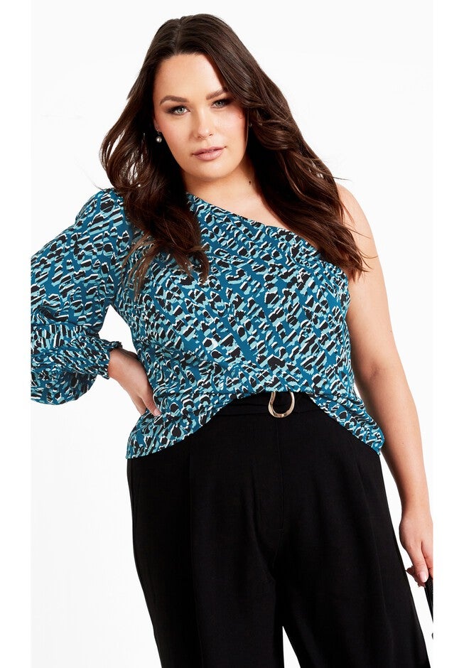 Eva One Shoulder Print Top, NOUVEAU, hi-res image number 0