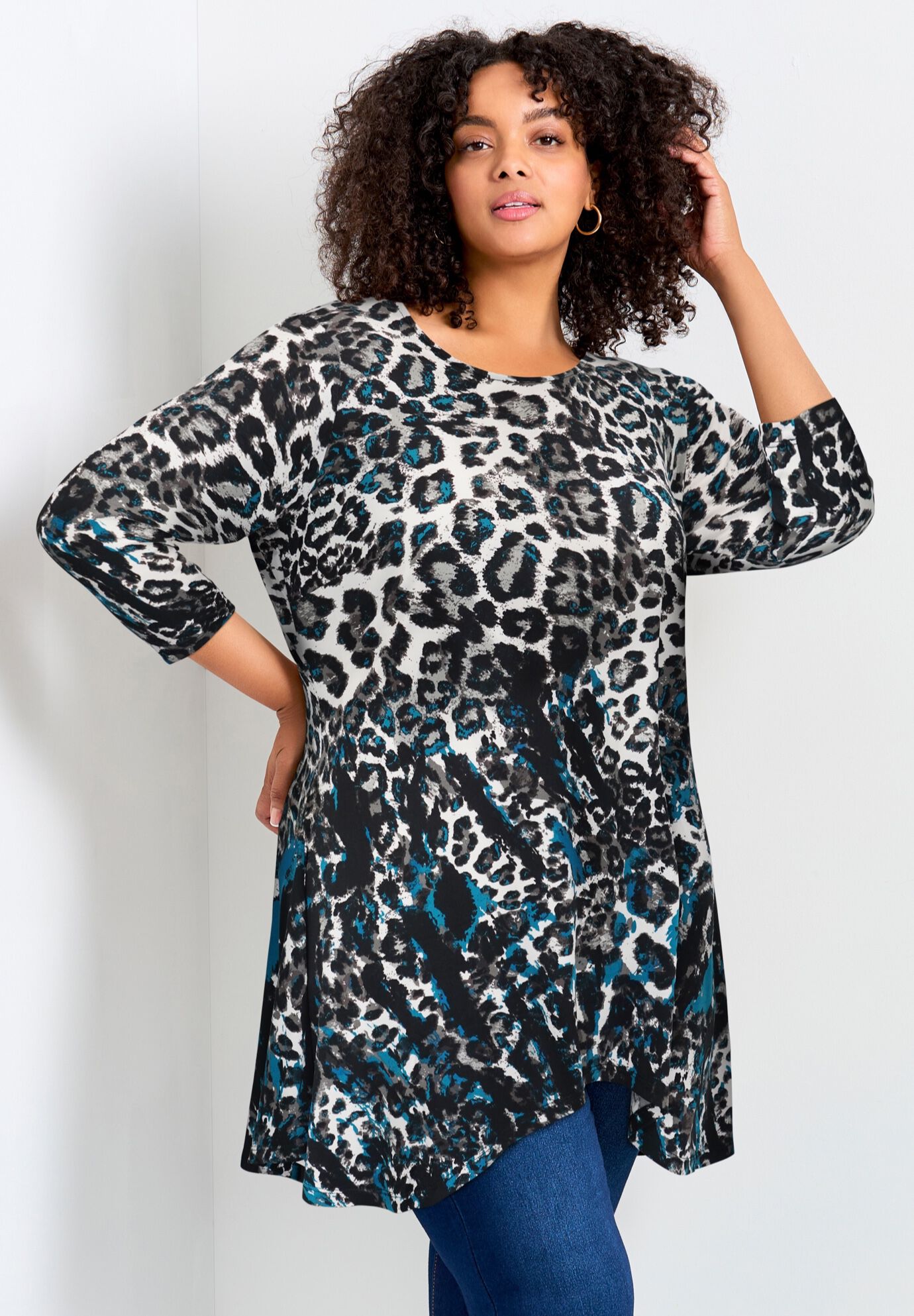 Alana Tunic, TEAL ANIMAL, hi-res image number 0