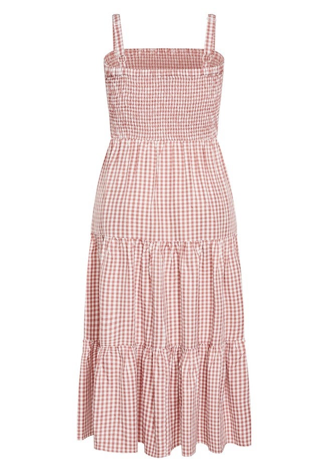 Gingham Maxi Dress - brick, RED, alternate image number null
