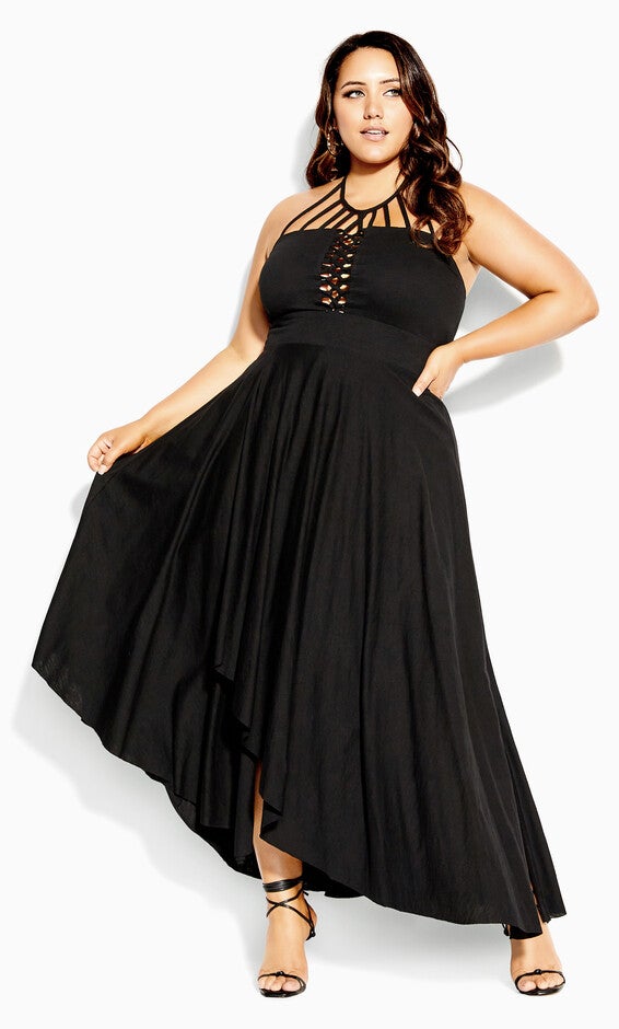 Plait Detail Maxi Dress - black, BLACK, hi-res image number 0