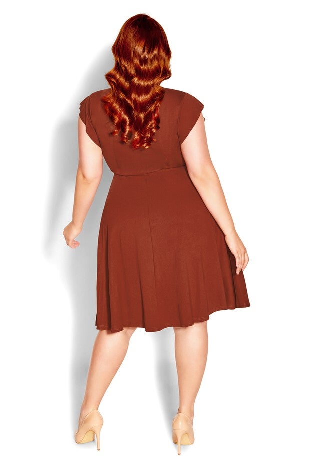 Frill Shoulder Dress - ginger, ORANGE, alternate image number 4