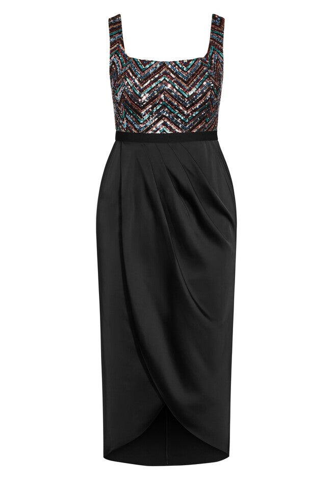 Sequin Bodice Dress - multi, BLACK, alternate image number 2