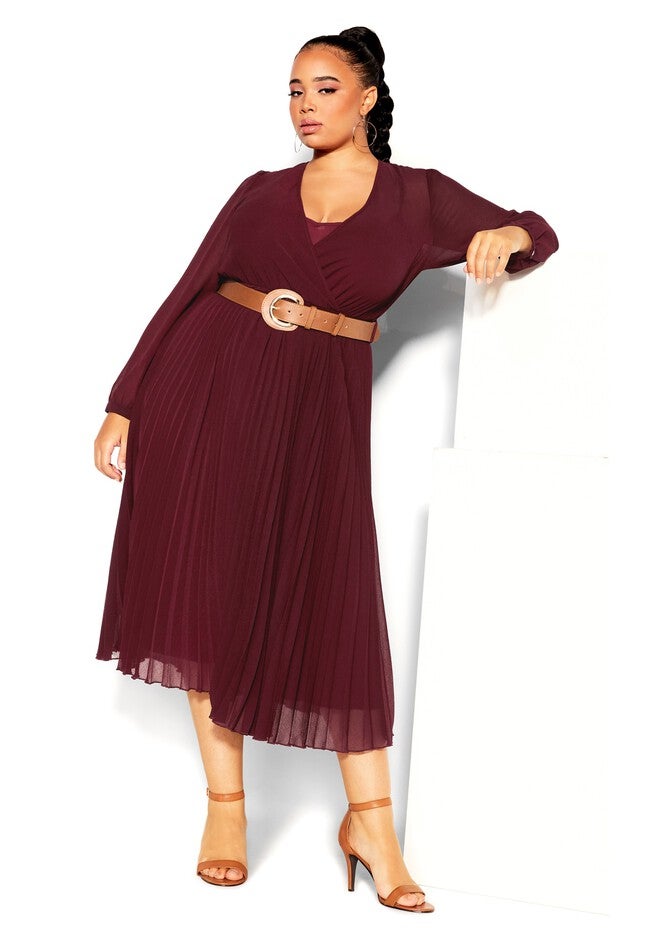 Precious Pleat Dress - oxblood, RED, on-hover image number 1