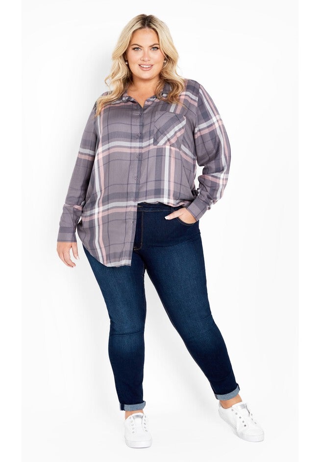Kylee Check Shirt, GREY PINK, on-hover image number null