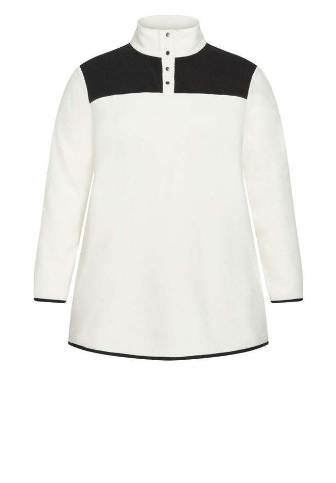 Polar Fleece Color Block Pull Over, IVORY BLACK, alternate image number 6