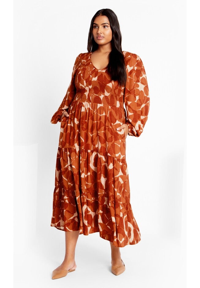 Jayden Print Dress - amber, AMBER, on-hover image number null