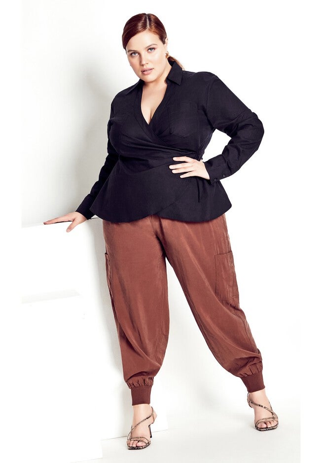 Pocket Wrap Shirt - black, BLACK, hi-res image number 0