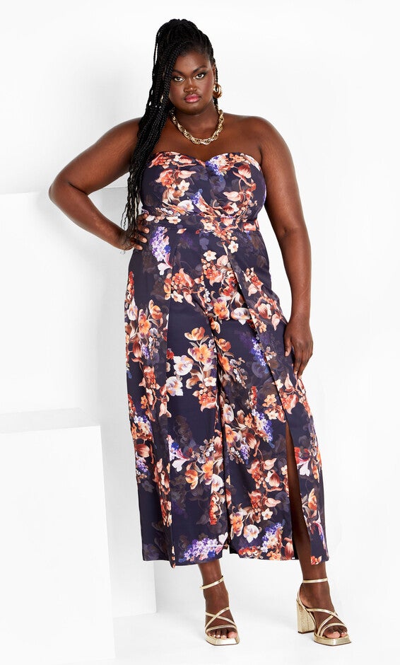 Abigail Print Jumpsuit - navy bouquet, BLUE, alternate image number null