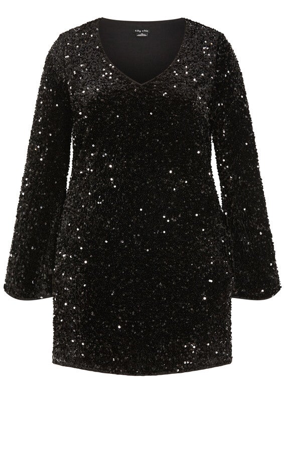 Sequin Neptune Dress - black, BLACK, alternate image number null