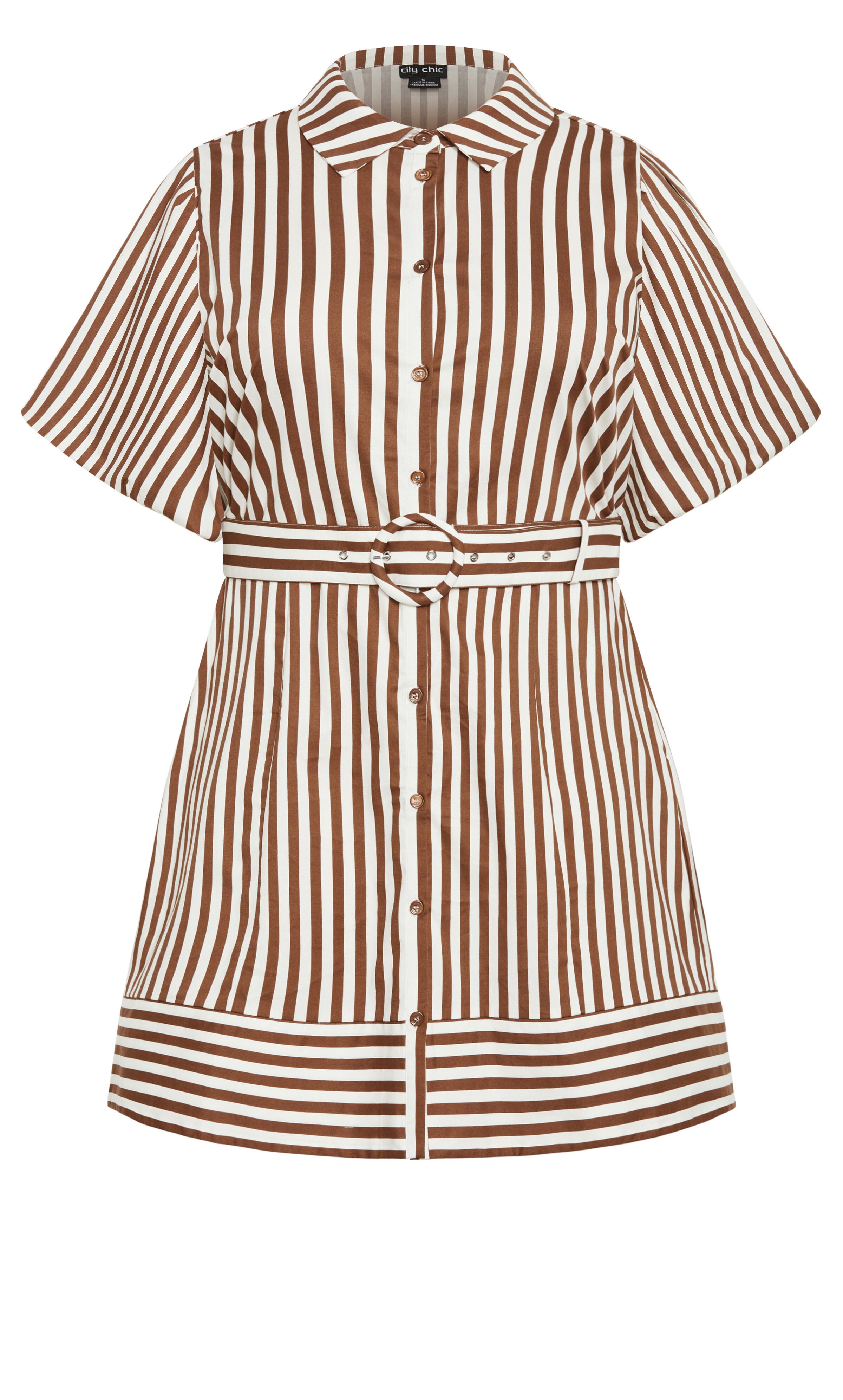 Stripe May Dress - tabacco stripe, BROWN, alternate image number 2