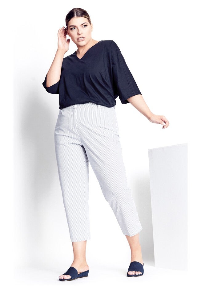 Blake Crop Stripe Pant - white, WHITE, hi-res image number null