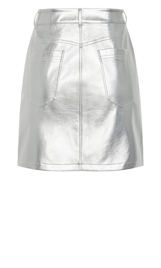 Kendall Faux Leather Skirt - silver, GREY, alternate image number null