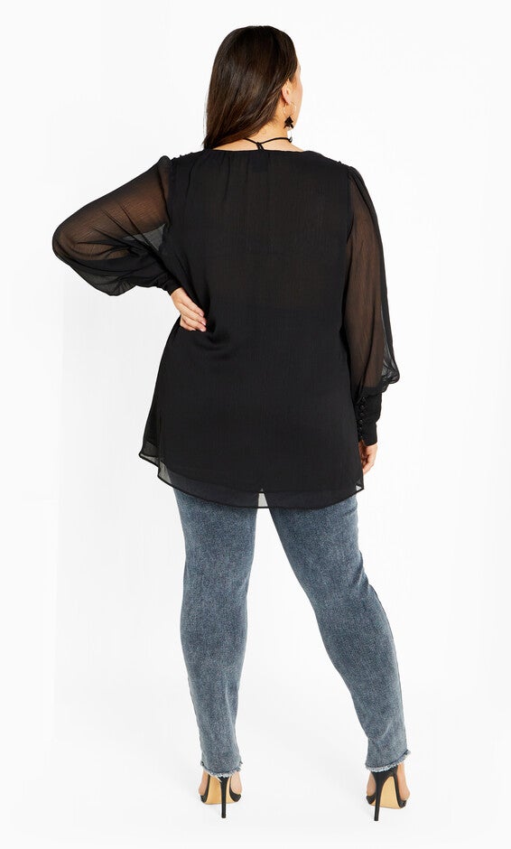 Fleur 2 Piece Decorative Flower Neck Tie Top - black, BLACK, alternate image number null