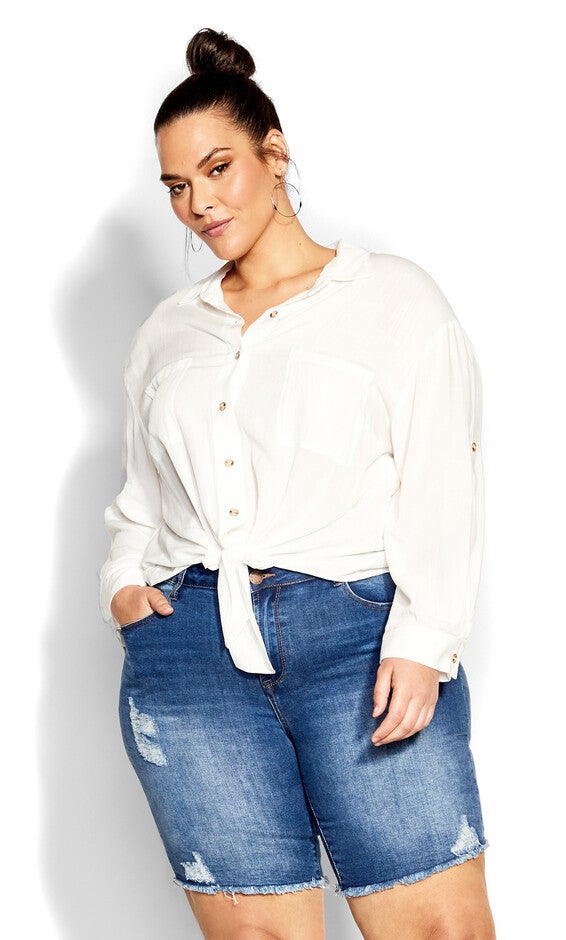 Tropical Tie Top - ivory, WHITE, hi-res image number 0