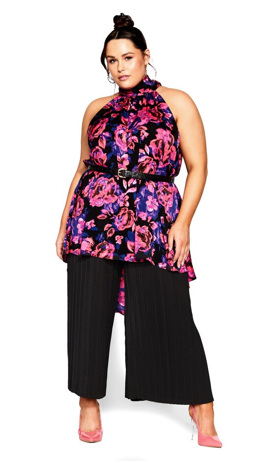Hi Lo Shine Print Tunic - black pink, PURPLE, hi-res image number null