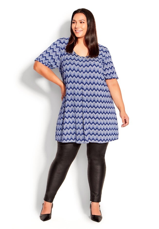 Liv Pleat Print Tunic, MARINE ZIG ZAG, alternate image number 3