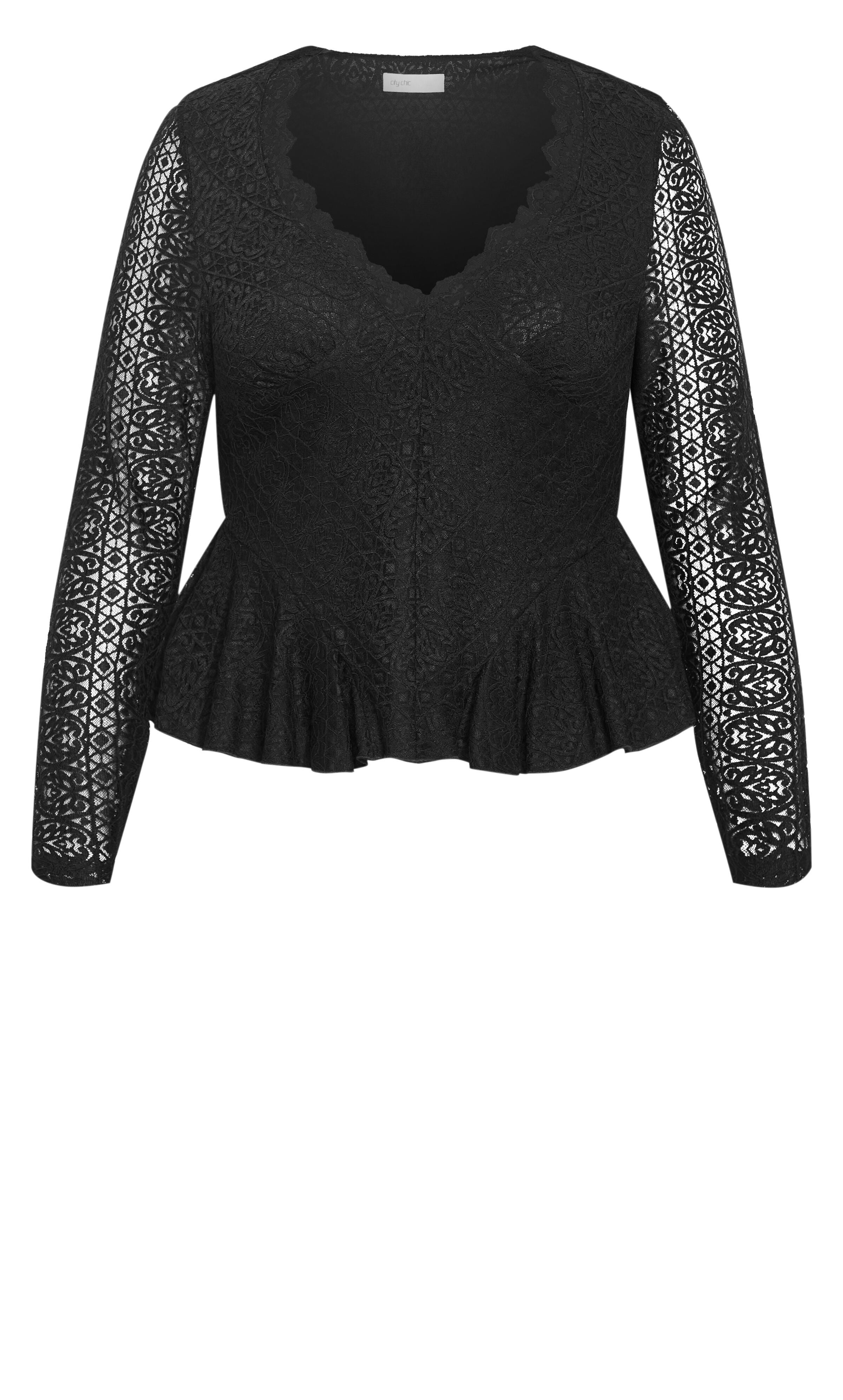 Lola V Neck Lace Top, BLACK, alternate image number 4