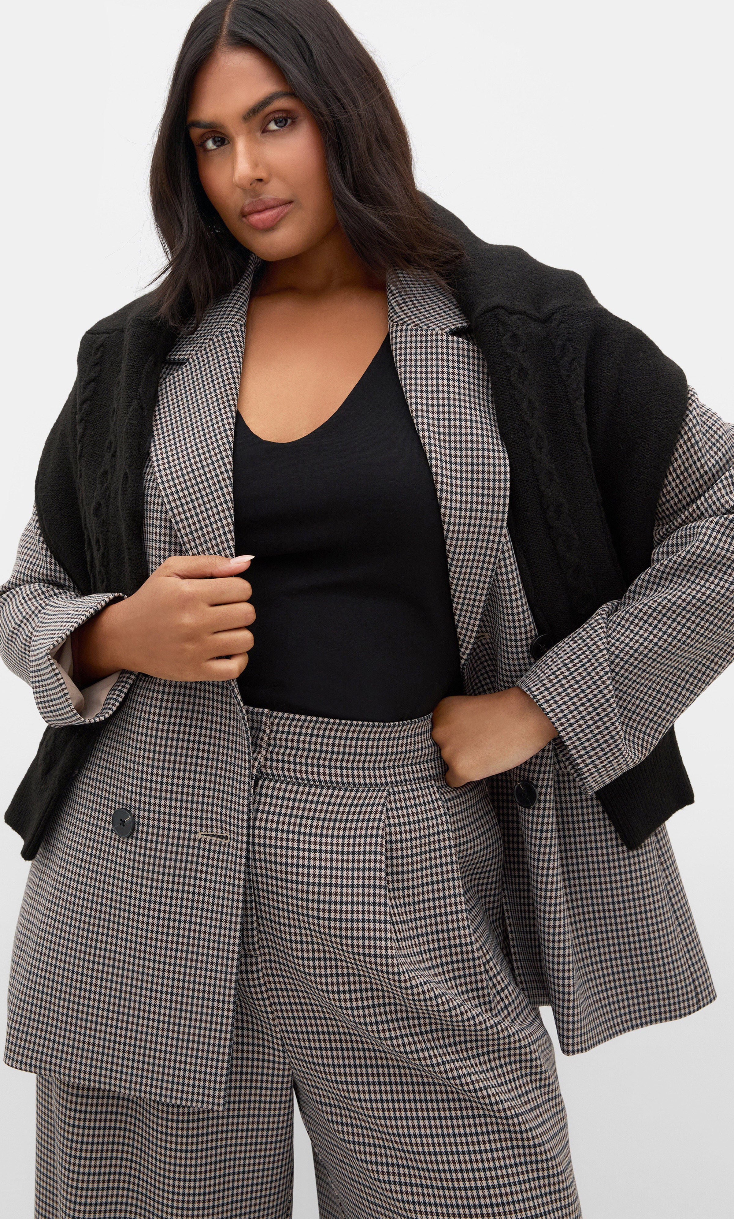 Tiana Plaid Jacket, BEIGE, alternate image number 3