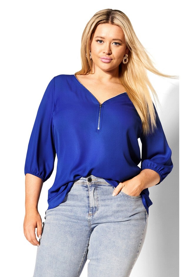 Sexy Fling Elbow Sleeve Top - royal blue, BLUE, hi-res image number null