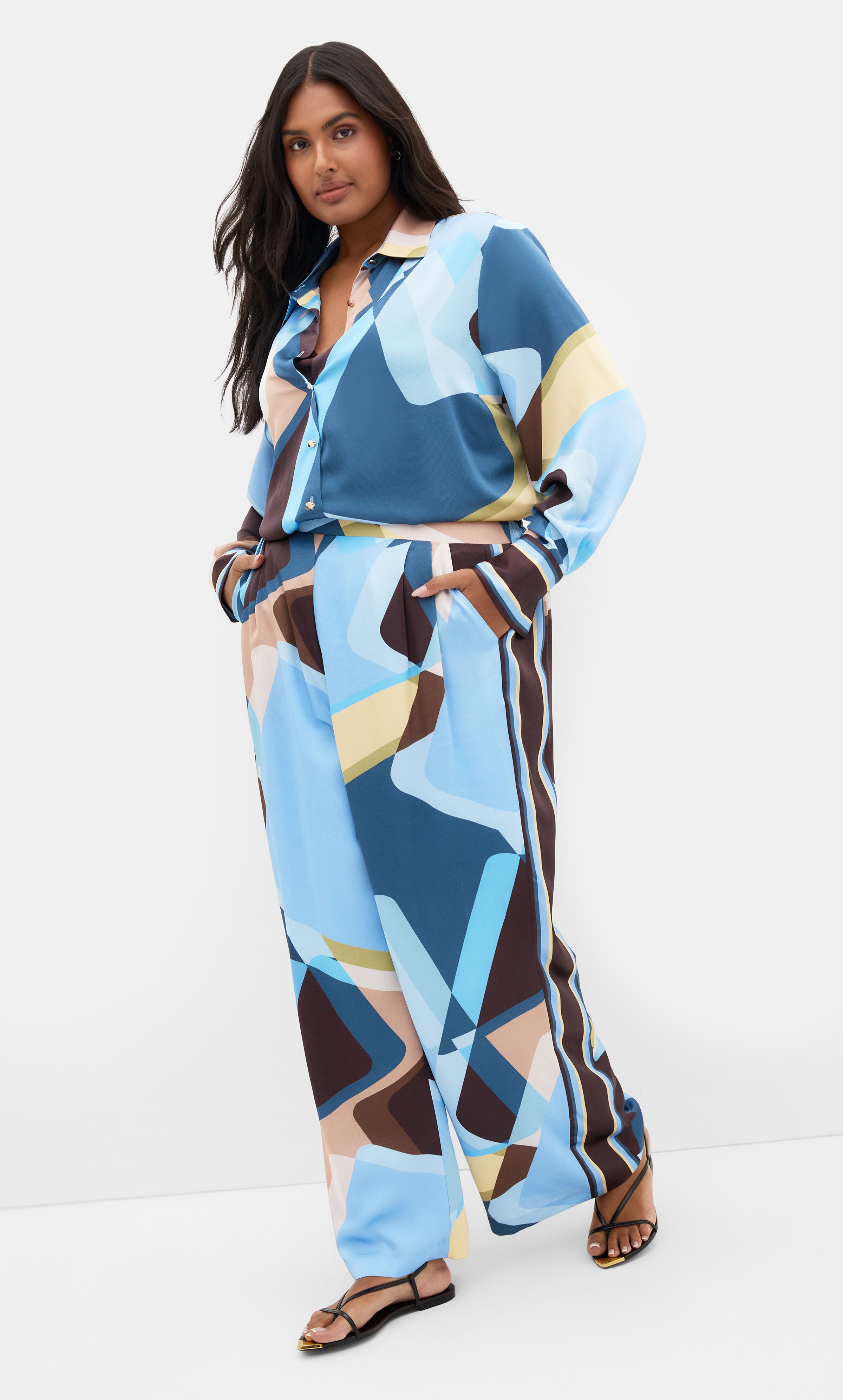 Amaya Abstract Print Shirt, BLUE, alternate image number 3