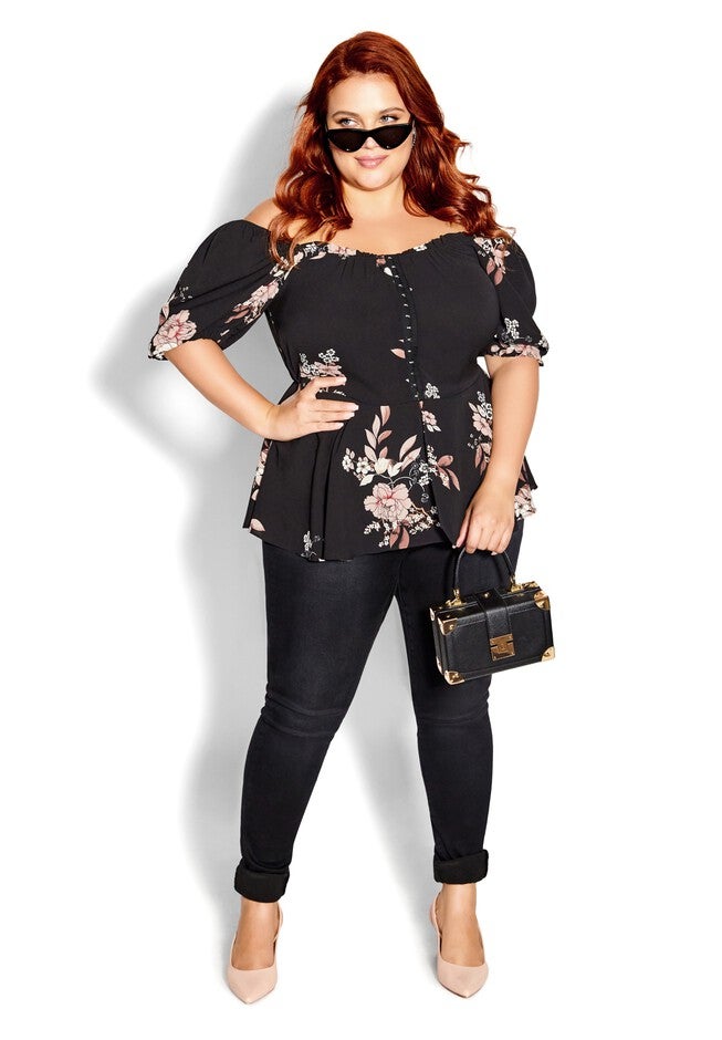 Quirky Print Top - black pink, GREY, on-hover image number null