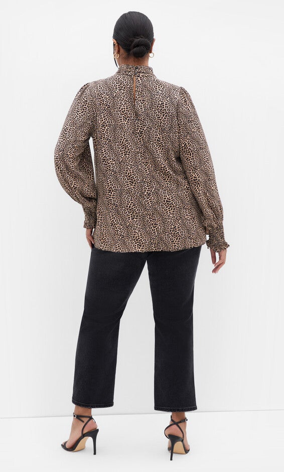 Indie Print Top - cheetah, BLACK, alternate image number null
