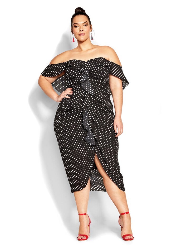 Gina Spot Dress - black, BLACK, hi-res image number null
