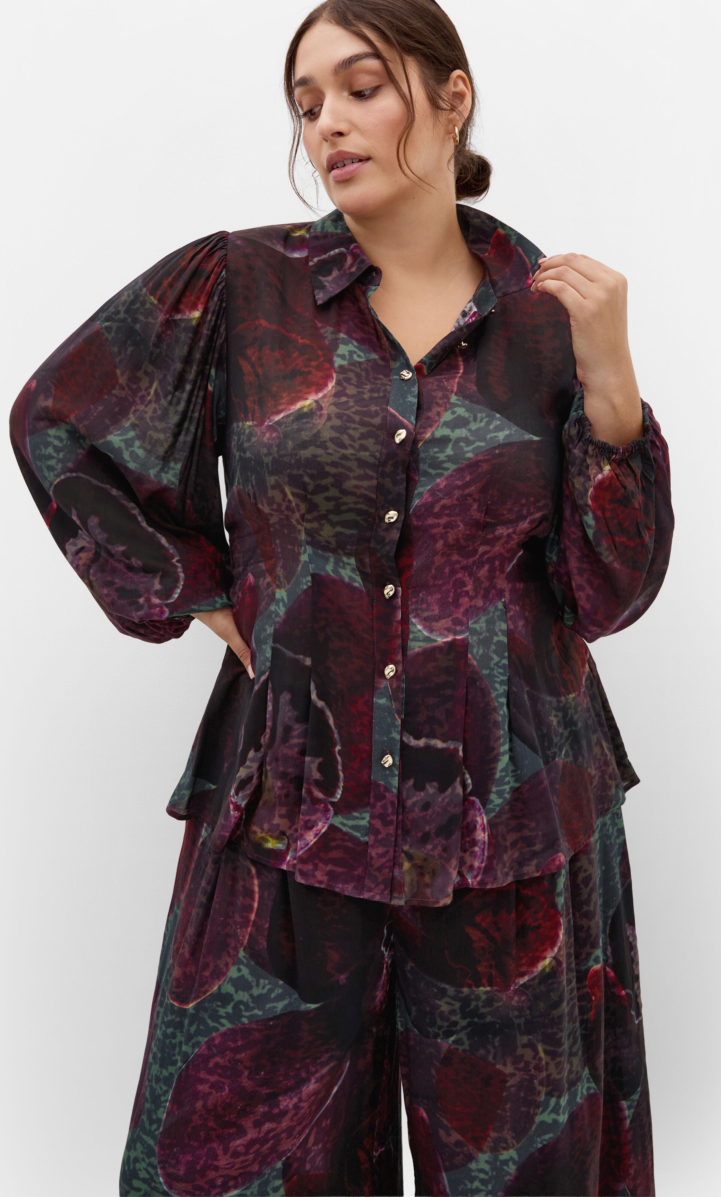 Piper Orchid Print Shirt, PURPLE, alternate image number 2