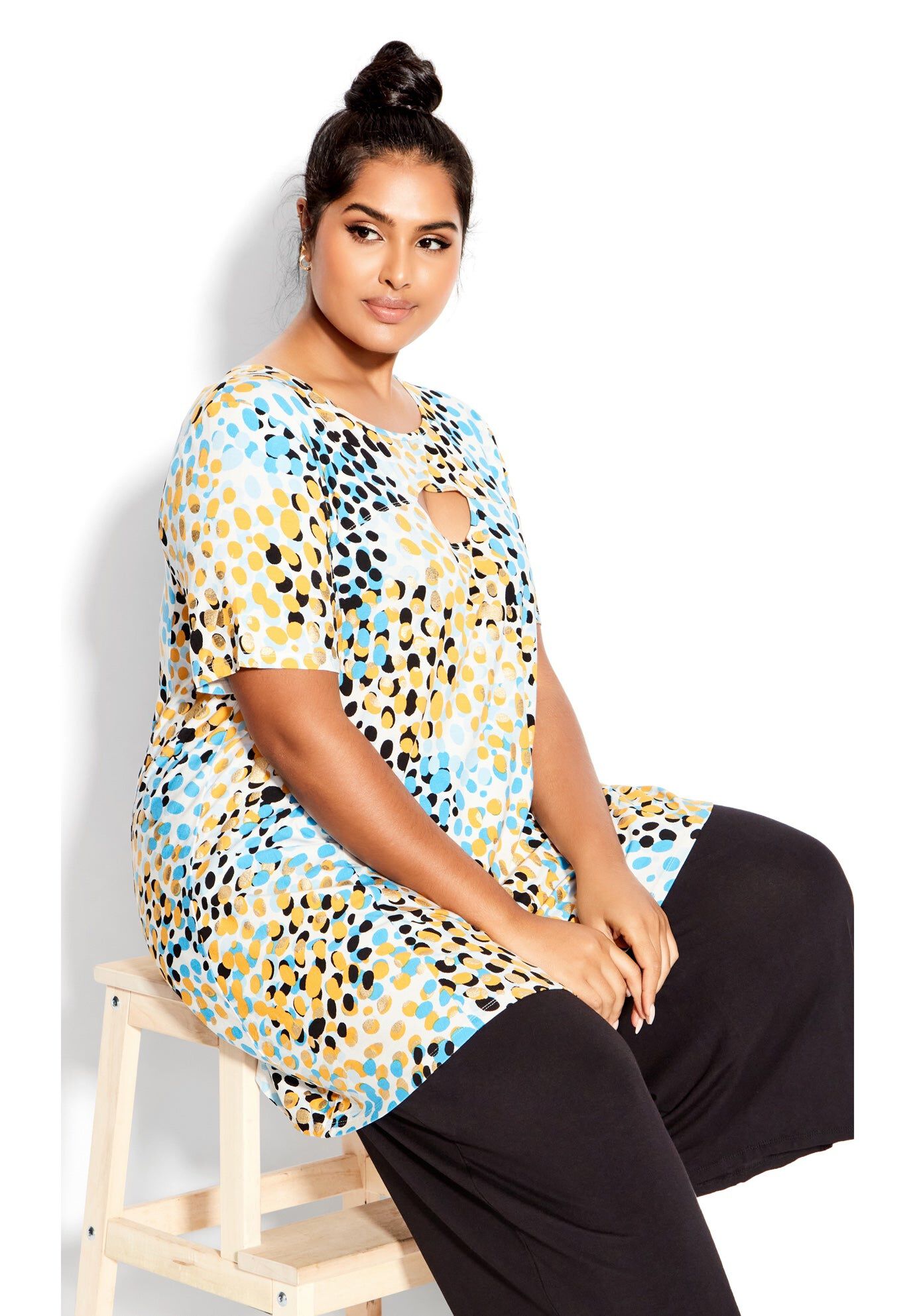 Keyla Foil Top, GOLD SPOTTED, hi-res image number 0