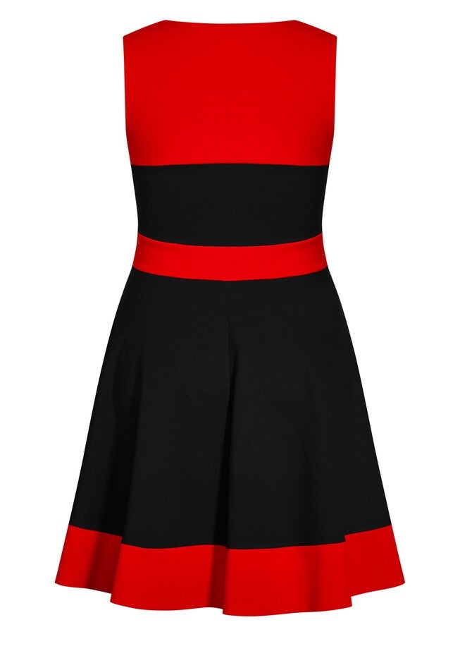 Retro Splice Dress - red, BLACK, alternate image number 3